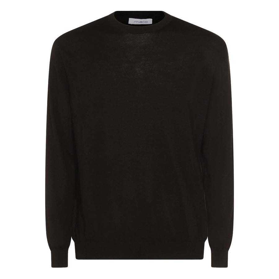 Crew Neck Virgin Wool Sweater Black Jumpers