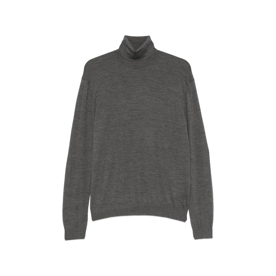 Roll Neck Grey Wool Sweater Virgin Jumpers