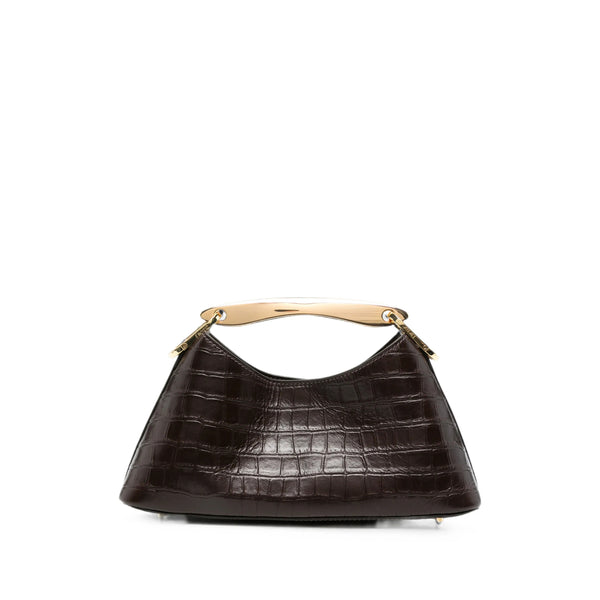 Handbag Mini Boomerang Croc-Effect Leather Brown Tote Bags