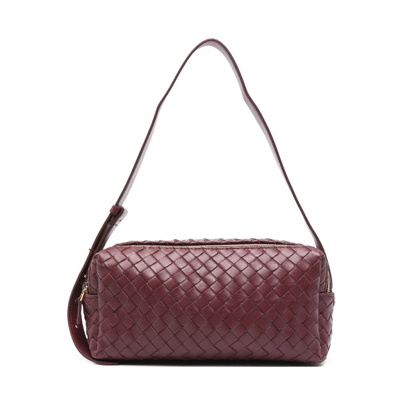 Shoulder Bag Trousse Woven Red Leather Calf