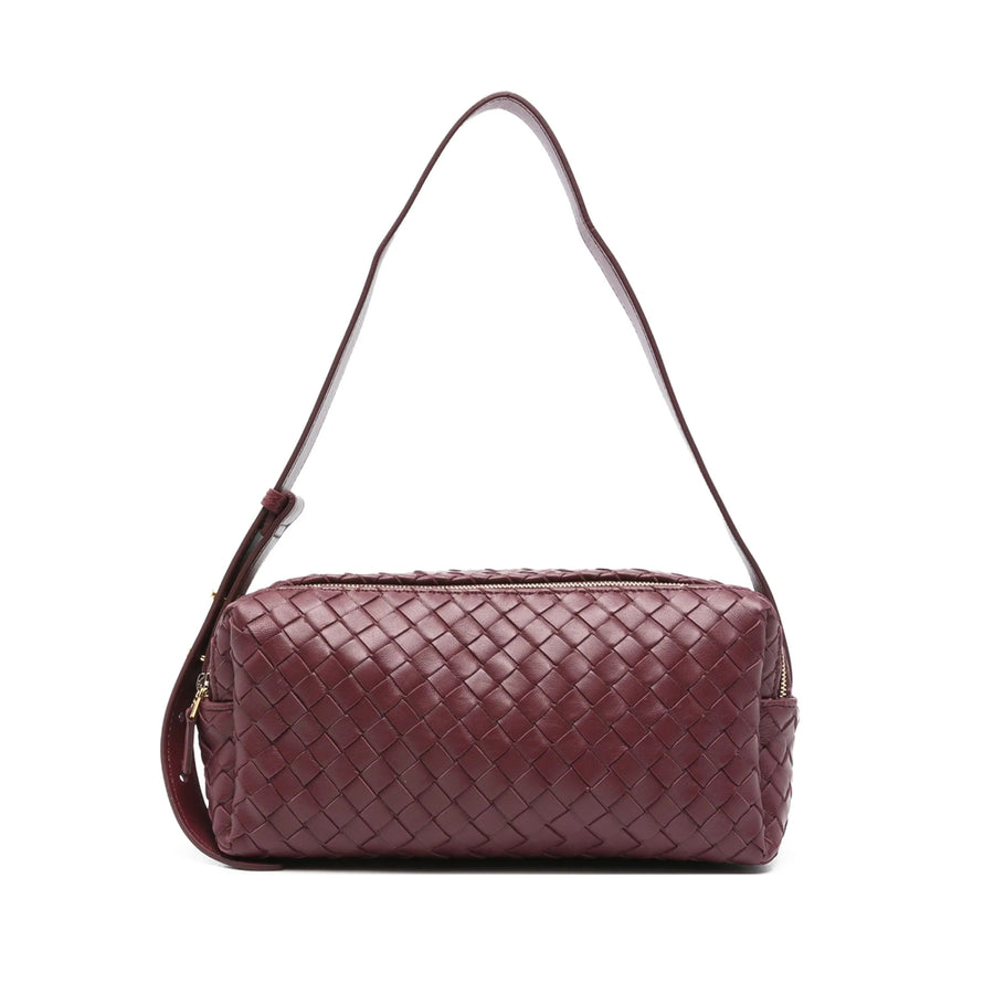 Shoulder Bag Trousse Woven Red Leather Calf