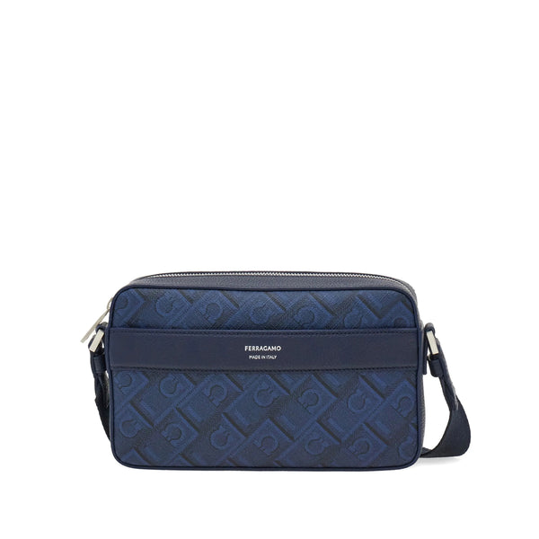 Bum Bag Monogram Blue-Black Leather Blue/black Calfskin Messenger