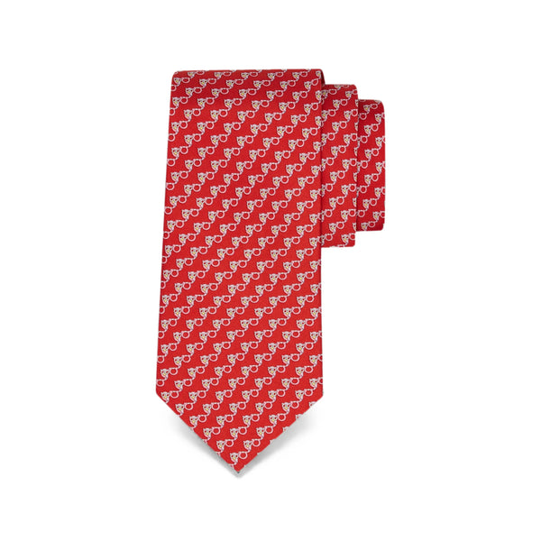 Silk Tie With Gancini Owl Print Red Silk; Lining: Acetate Ties & Bow