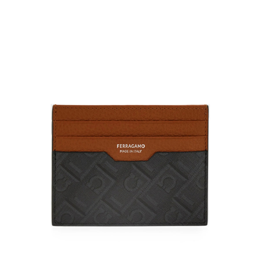 Credit Card Holder Hammered Calfskin Black-Brown Black/brown Wallets & Cardholders
