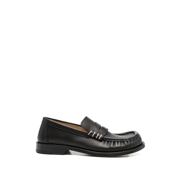 Black Slip-On Low Heel Shoes Calf Leather: 100. Loafers