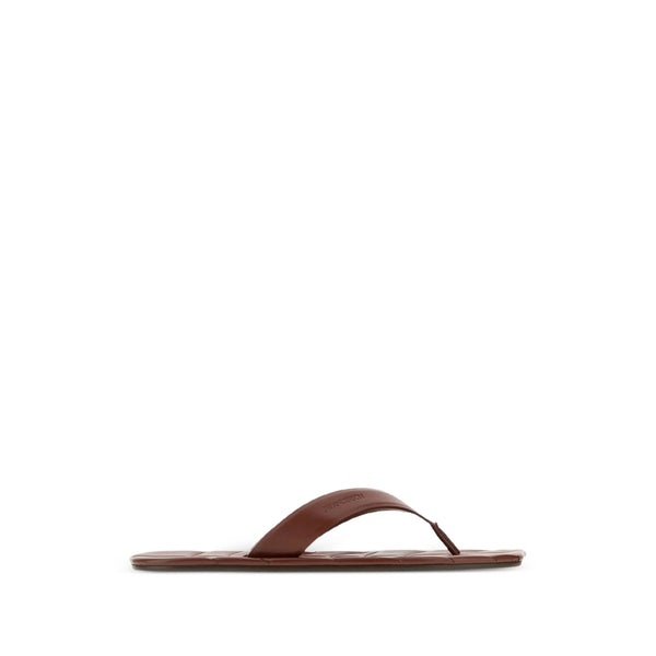 Leather Thong Sandals Brown Calf Flip Flops & Slides