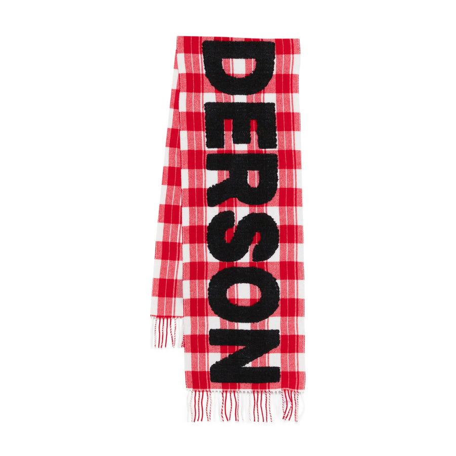 Scarf Checked Red-White Alpaca Wool Blend Red/white Virgin Scarfs