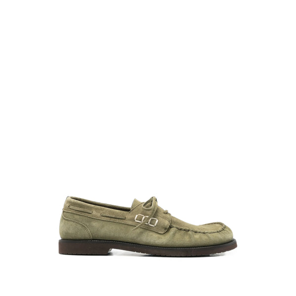 Trainers Whipstitch Square Toe Suede Green Outer: Calf Sneaker
