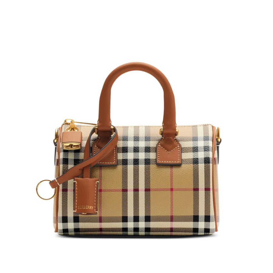 Bowling Bag Check Coated Cotton Neutrals/black Mini