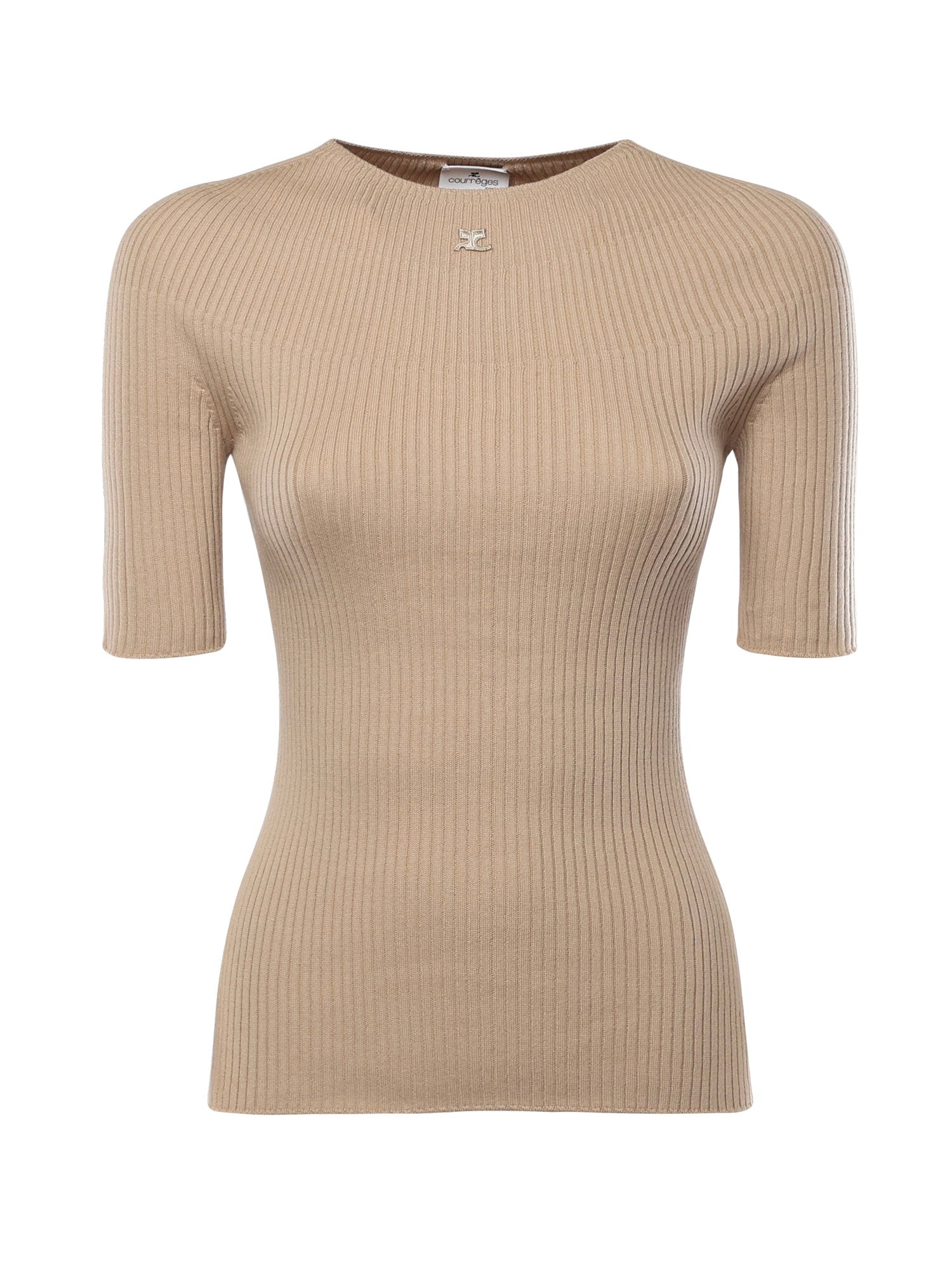 Courreges Sweaters Cappuccino Cotton Merino Wool