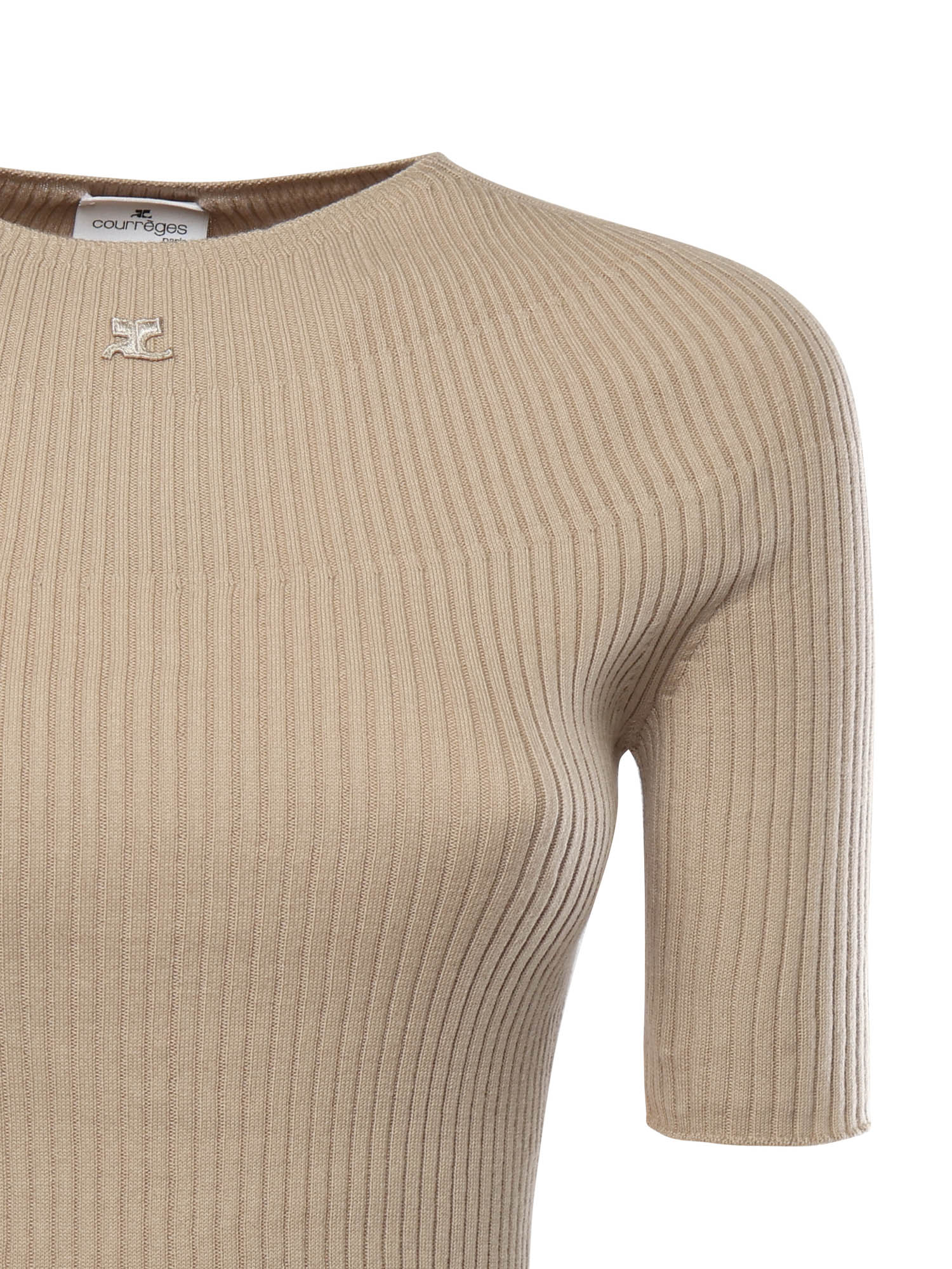 Courreges Sweaters Cappuccino Cotton Merino Wool