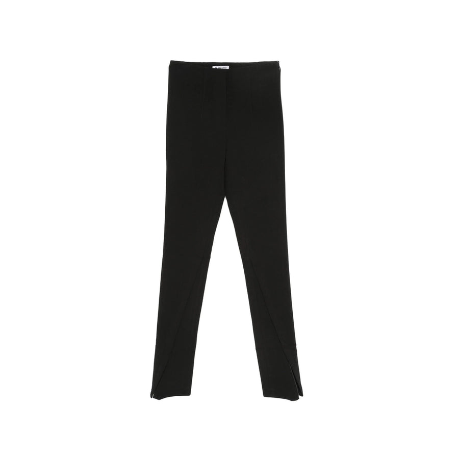 Slim Fit High-Waisted Trousers Black Polyester