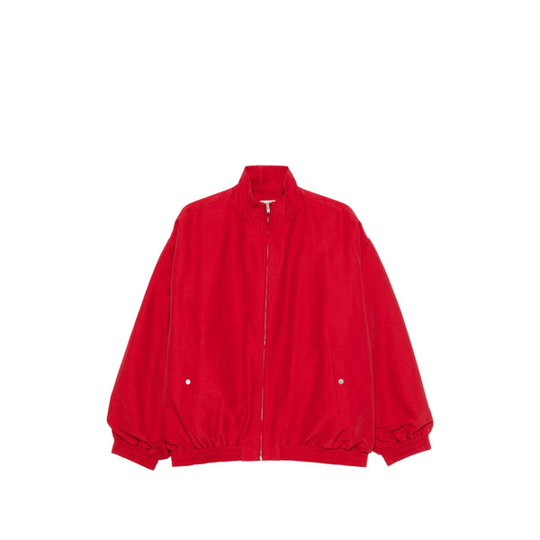 Oversized Bomber Jacket Red Cotton