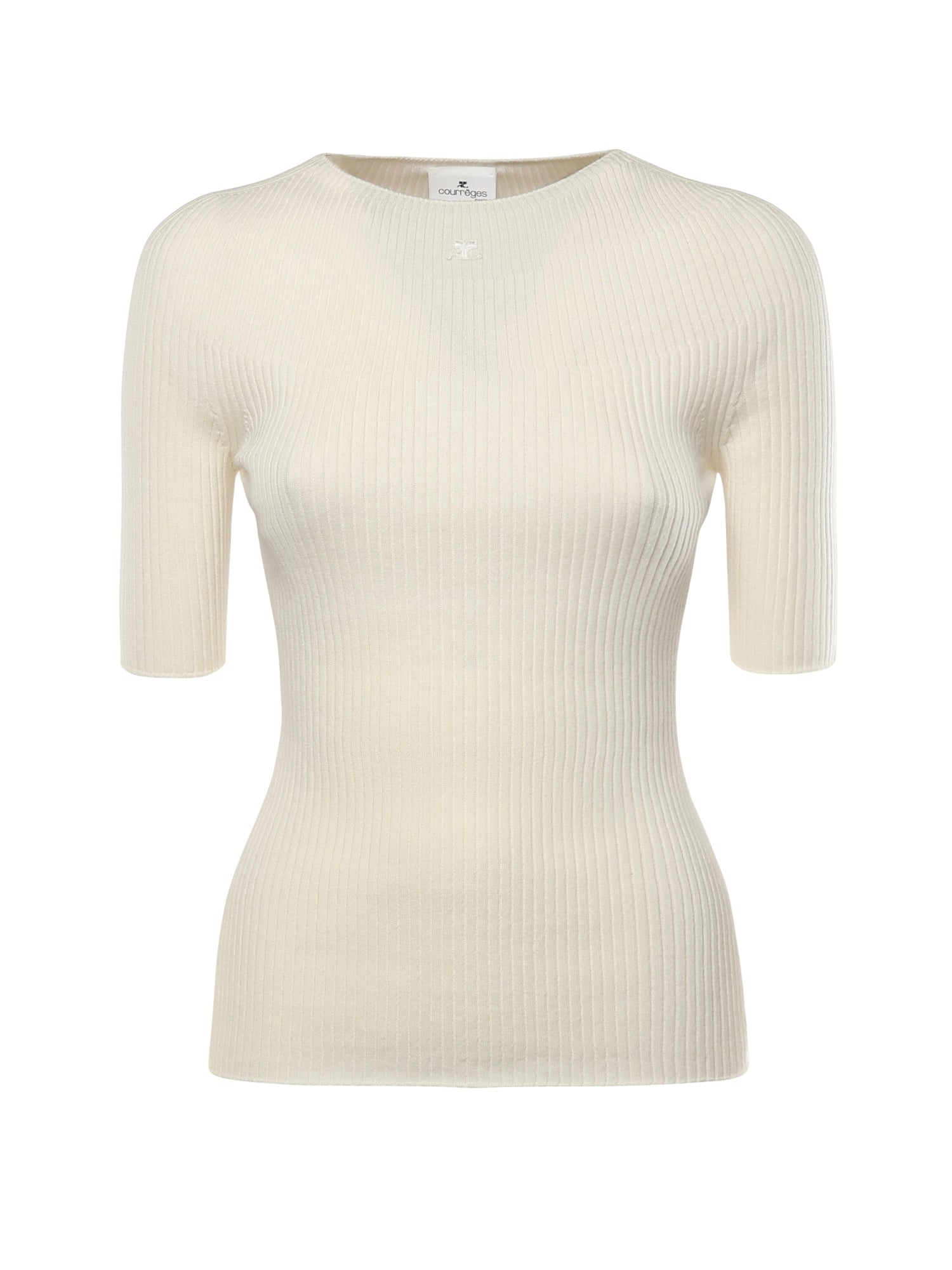 Courreges Sweaters Heritage White Cotton Merino Wool