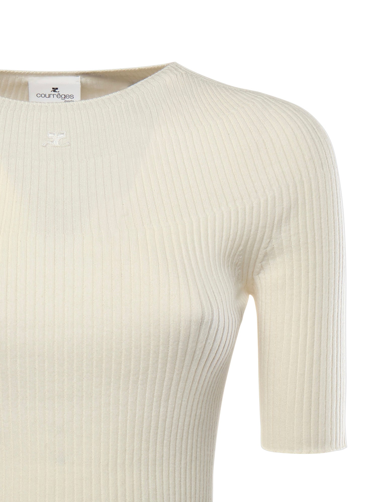 Courreges Sweaters Heritage White Cotton Merino Wool