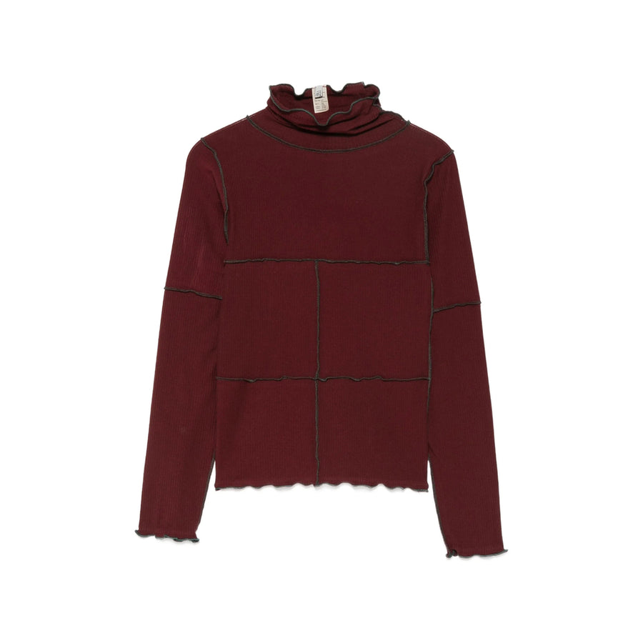 High-Neck Ribbed Knit Sweater Red Organic Cotton T-shirts & Jerseys