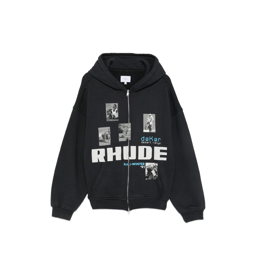 Zip Hoodie Black Cotton
