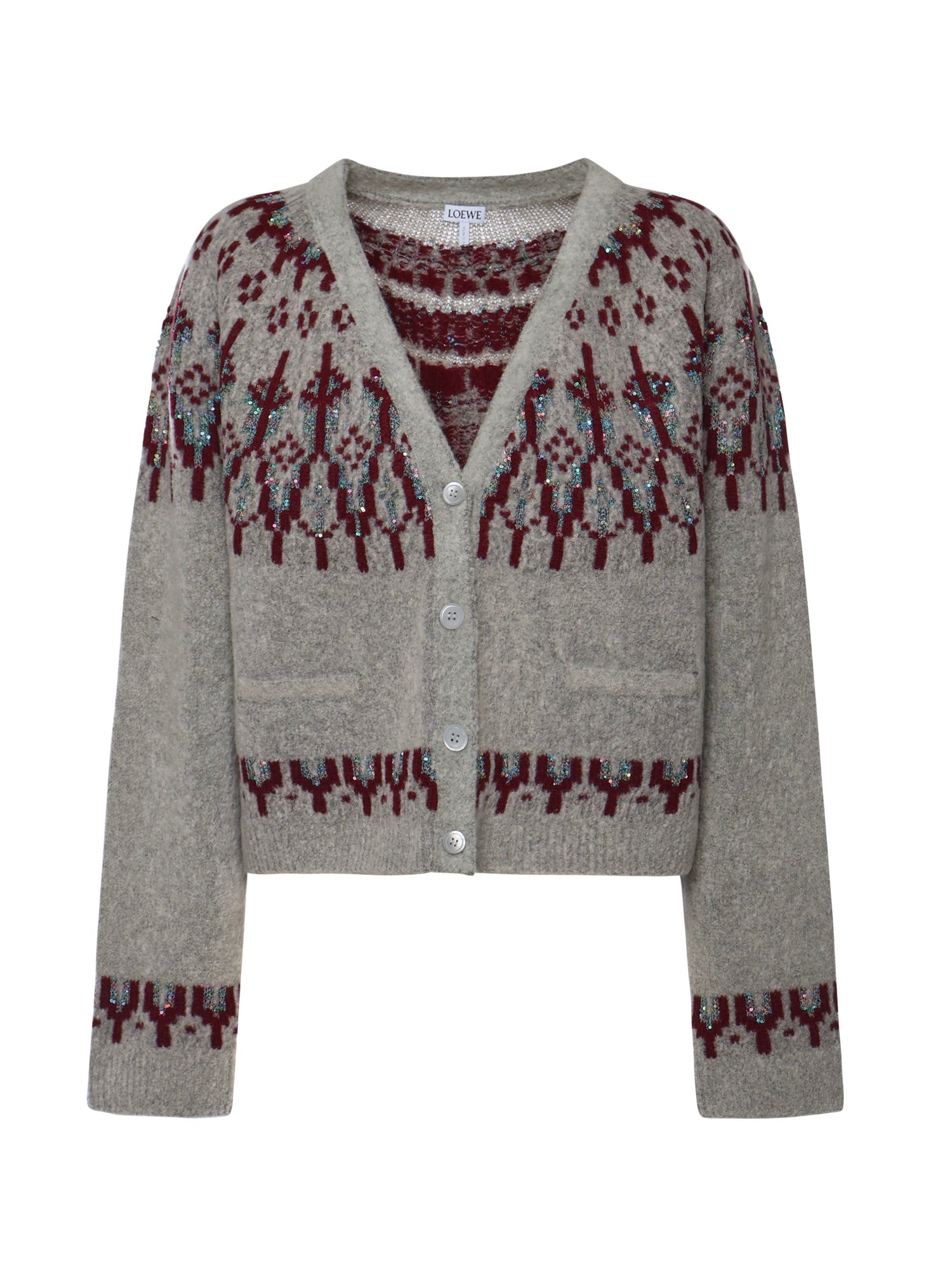 Loewe Sweaters Llight Grey/multicolor Wool/polyamide