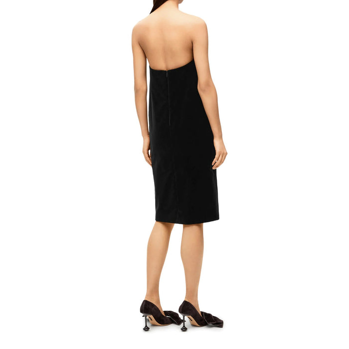 Loewe Bustier Velvet Dress Black Cotton Elastane