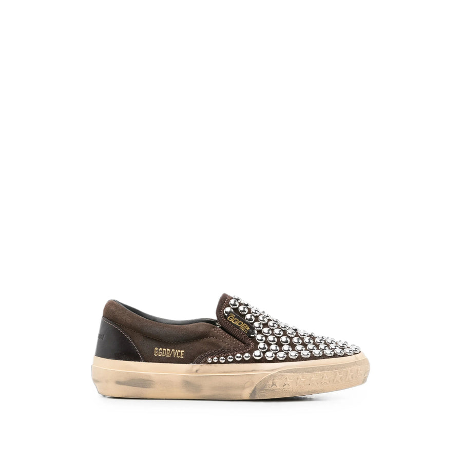 Slip-On Sneakers Super-Star Sabot Studded Leather Brown Calf Loafers