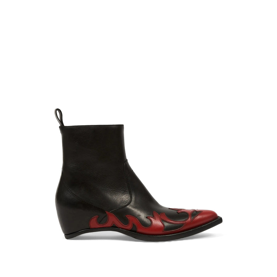 Leather Shoes Pointed Toe Black-Red Black/red Trainers