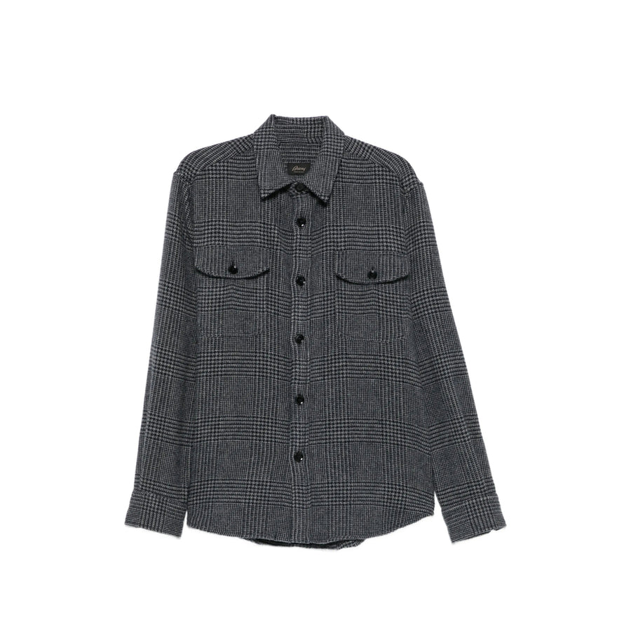 Overshirt Prince Of Wales Check Cashmere Grey/blue Shirt