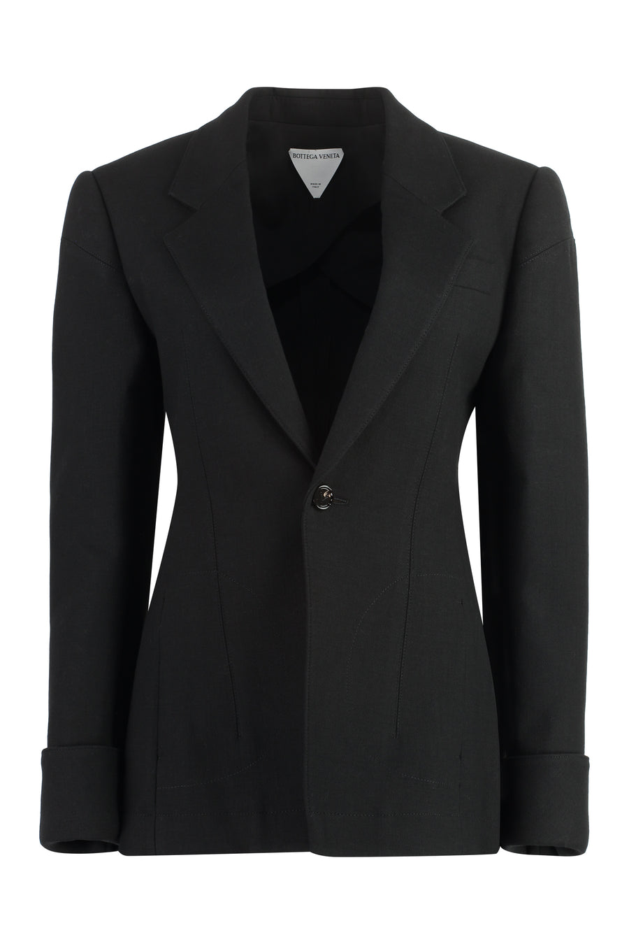 Cotton Blend Single-Breast Jacket Black Wool Blazers
