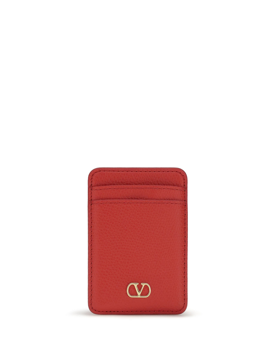 Magnetic Card Holder | Vlogo Signature Rouge Pur Calf Leather Bos Taurus Wallet