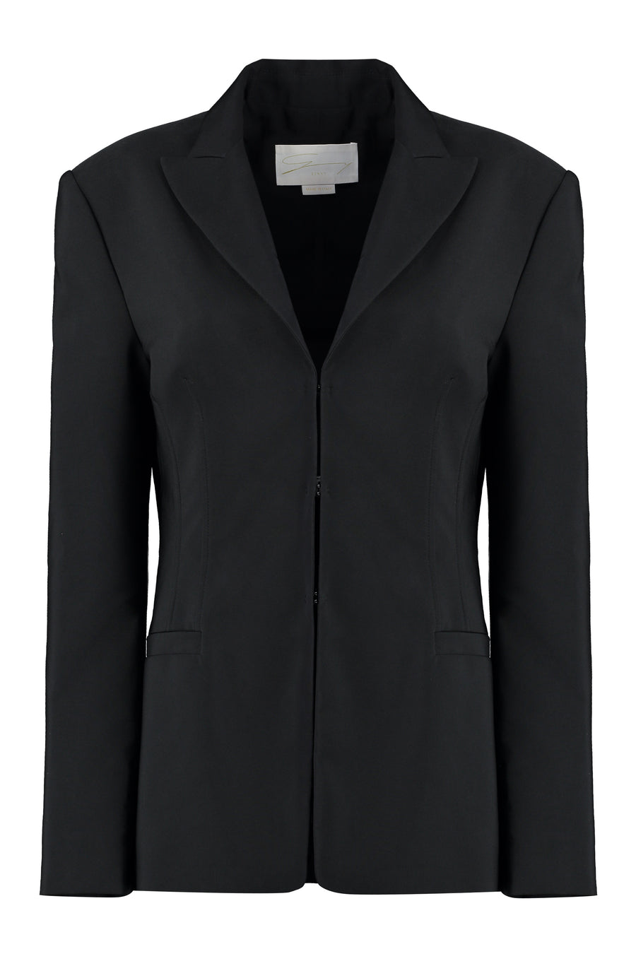 Techno Fabric Jacket Black Polyester Blazers