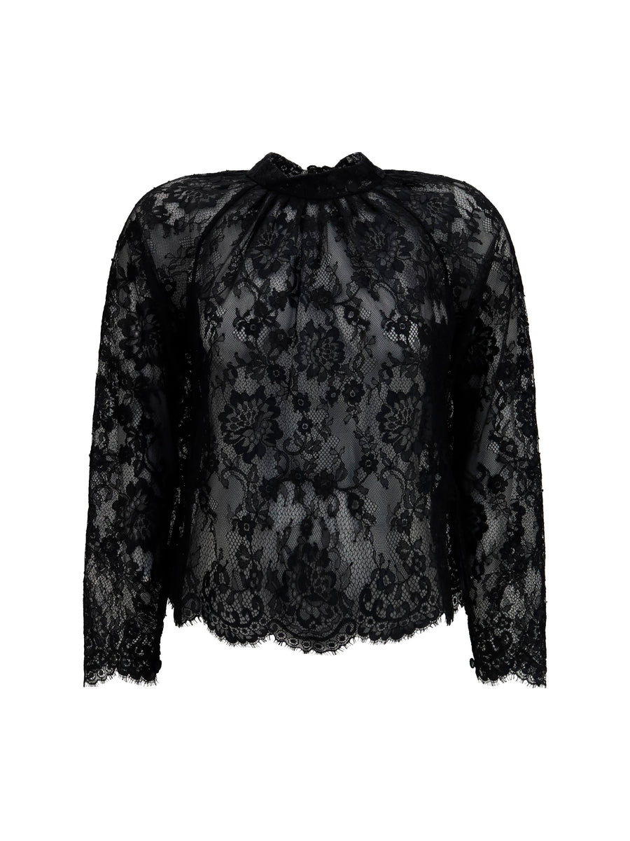 Lace Blouse Black Polyamide Jacket