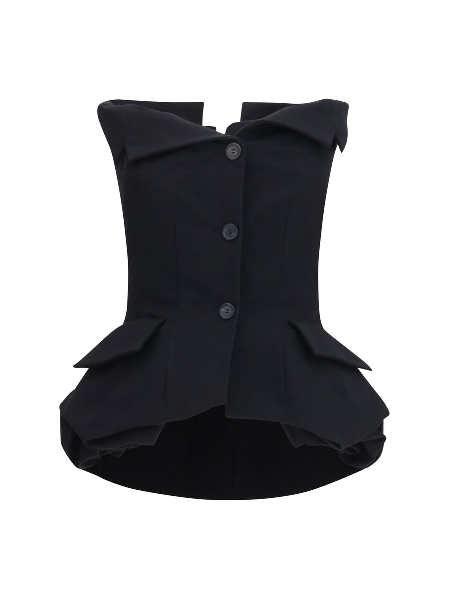 Magda Butrym 90% Silk bustier top in black
