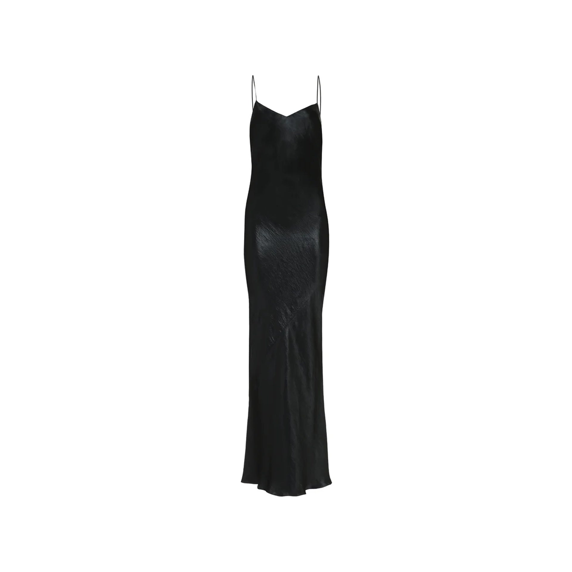Satin Long Dress Black Acetate