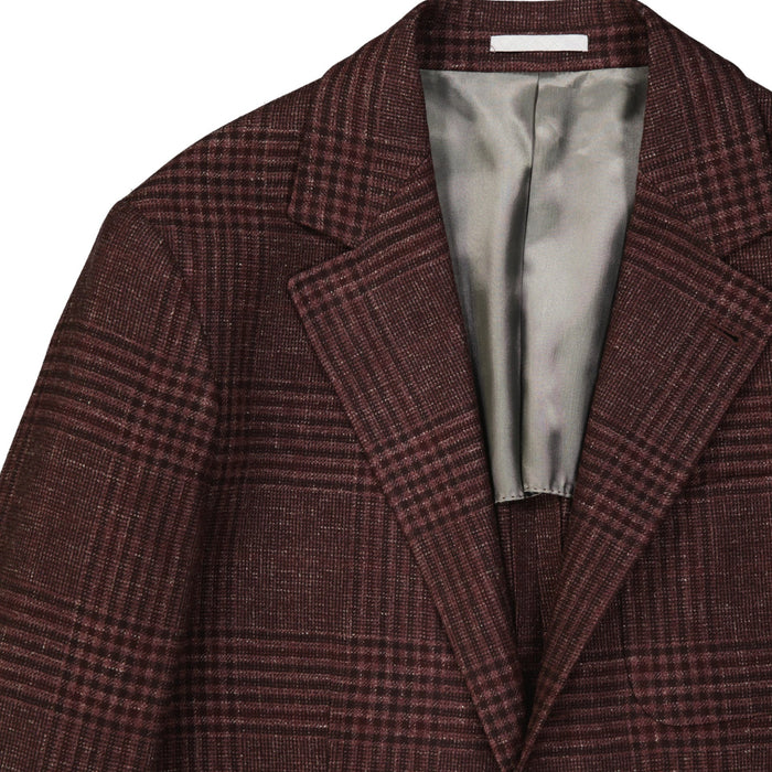 Tartan Wool Jacket Red Linen Cashmere Silk