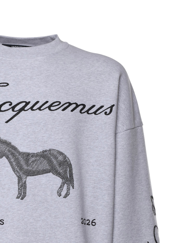 JACQUEMUS Sweaters Donkey Jacquard Grey Cotton