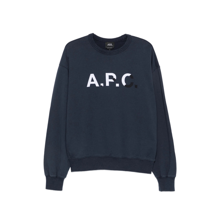 Crew Neck Sweatshirt Blue Cotton Sweatshirts