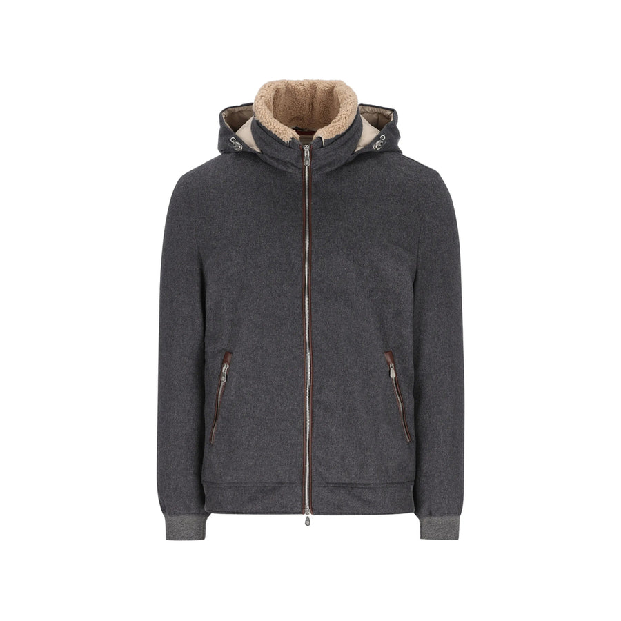 Hooded Wool Jacket Grey