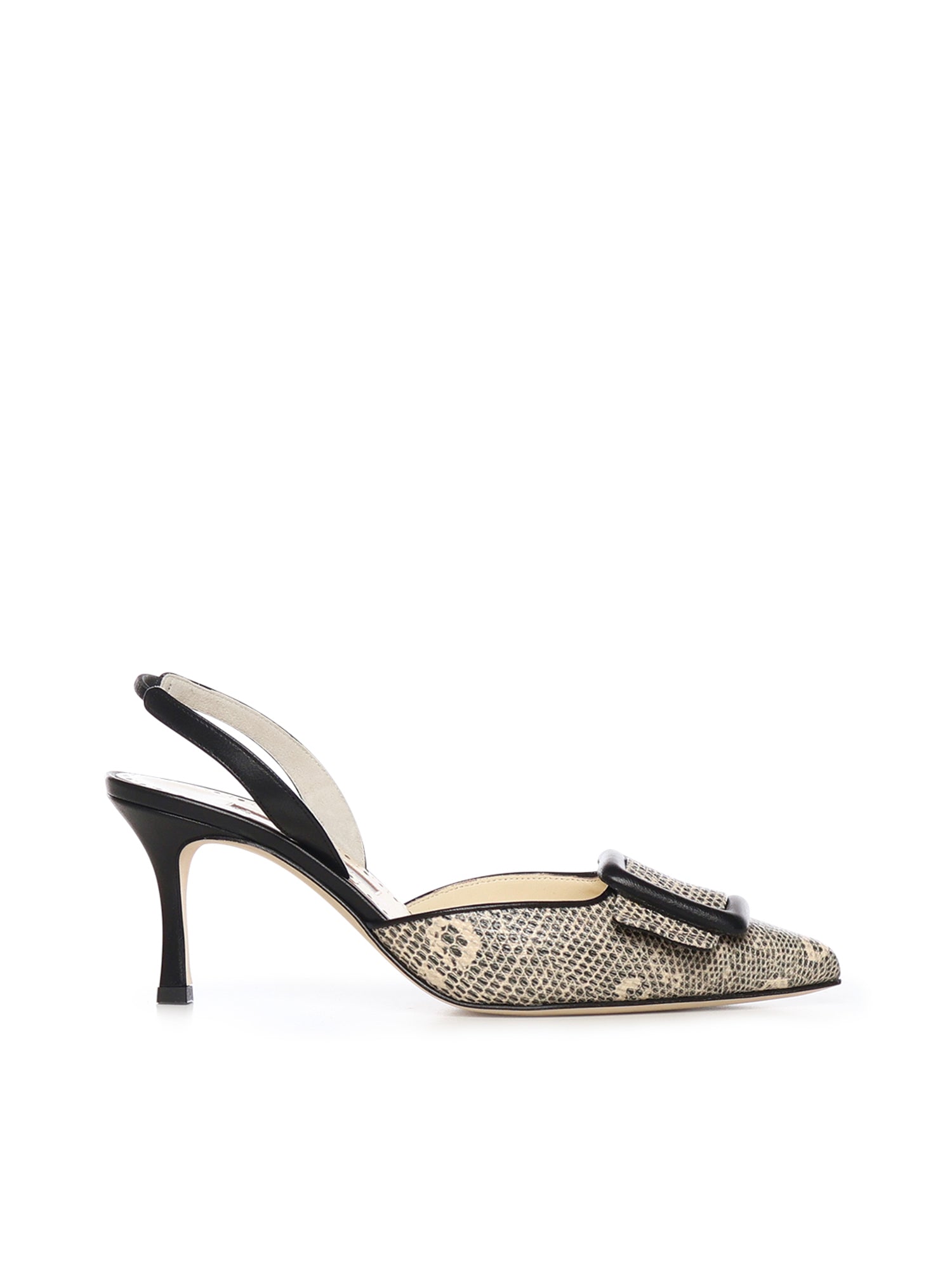 Manolo Blahnik With Heel Cream, Black Calfskin