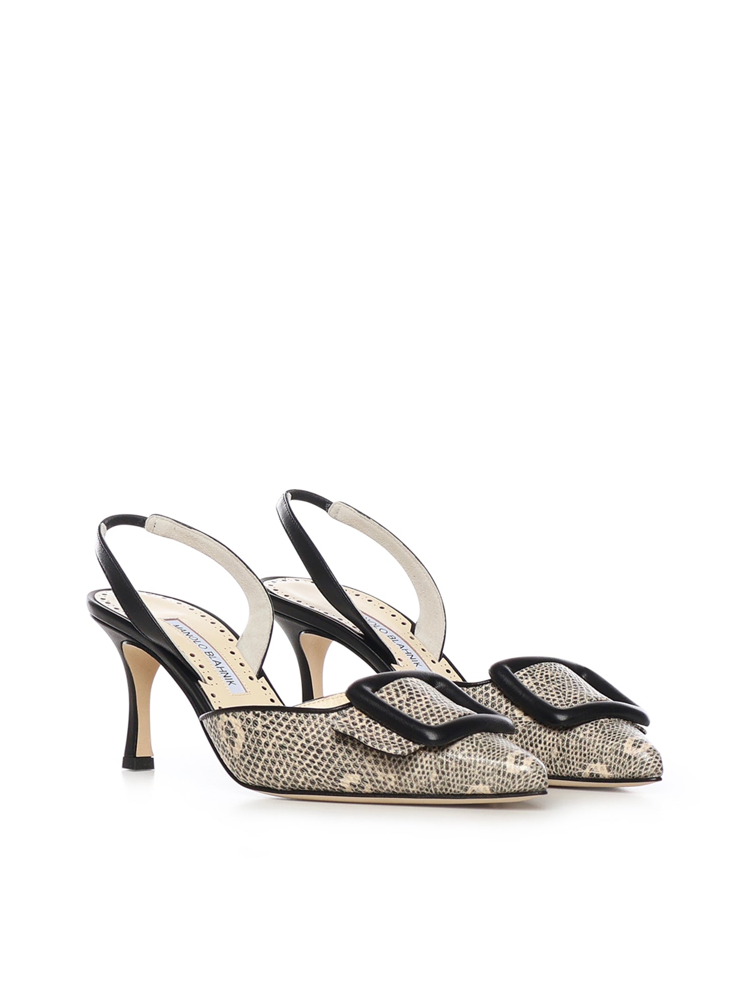 Manolo Blahnik With Heel Cream, Black Calfskin