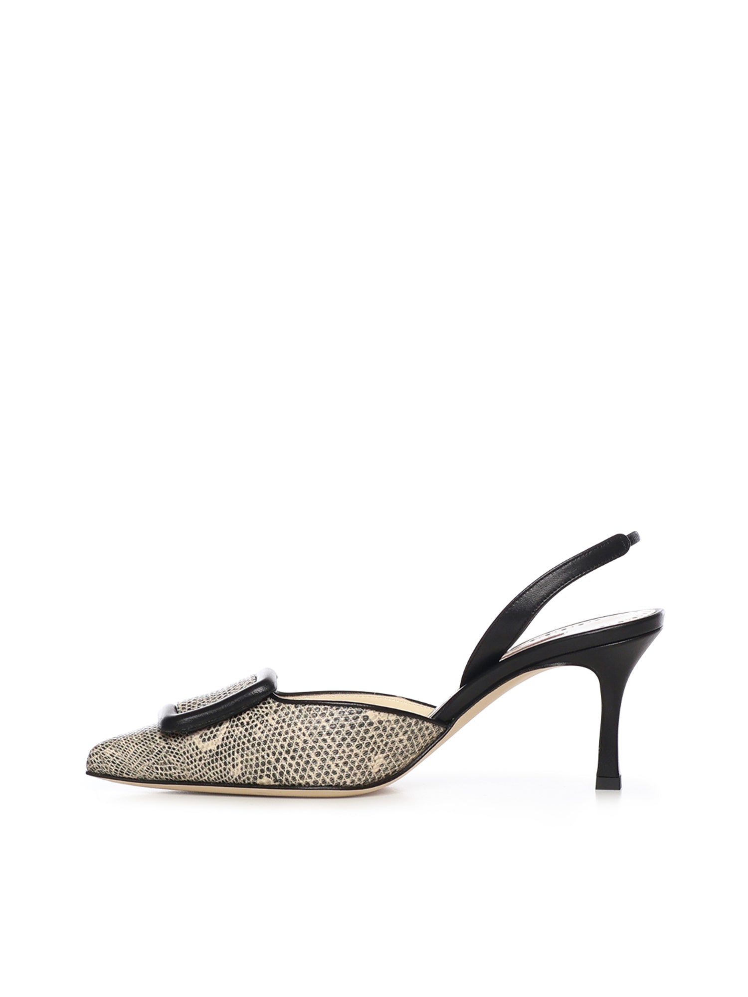 Manolo Blahnik With Heel Cream, Black Calfskin