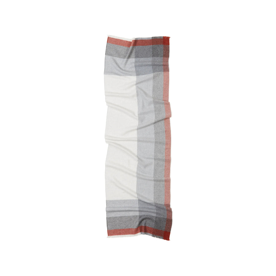 Wool And Cashmere Plaid Scarf White/grey Scarfs