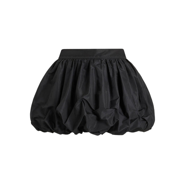 Puffball Hem Faille Skirt Black Recycled Polyester Pleated