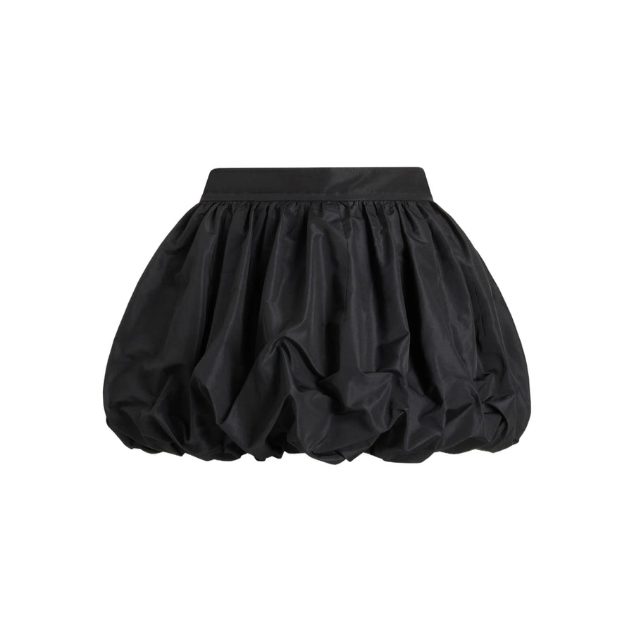 Puffball Hem Faille Skirt Black Recycled Polyester Pleated