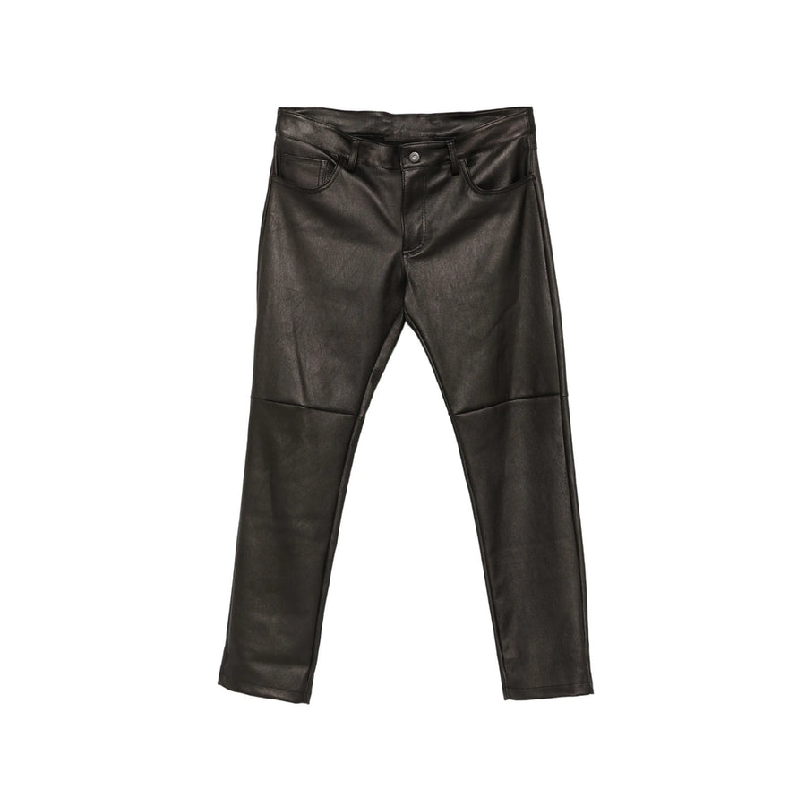 Straight-Leg Leather Trousers Black Ovine Regular &