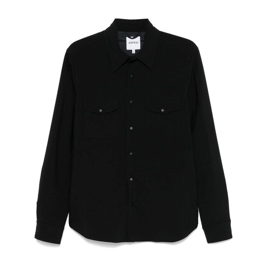 Shirt Jacket Black Virgin Wool Polyester