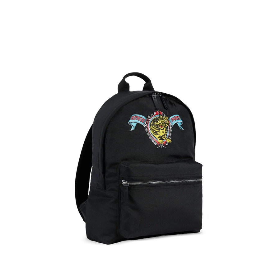 Backpack Jumping Tiger Motif Black Polyester Backpacks
