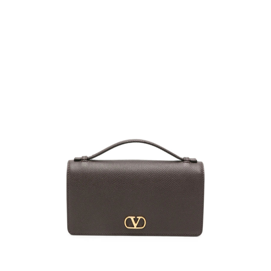 Clutch Bag Vlogo Signature Brown Leather Calf