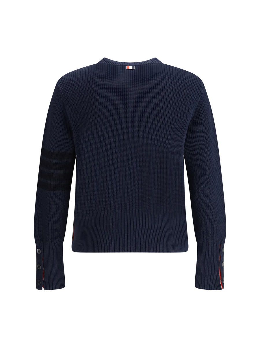 Sweater 4-Bar Navy Cotton