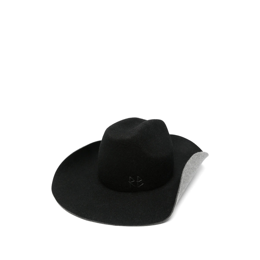 Cap Two-Tone Felt Black-Grey Black/grey Wool Hat