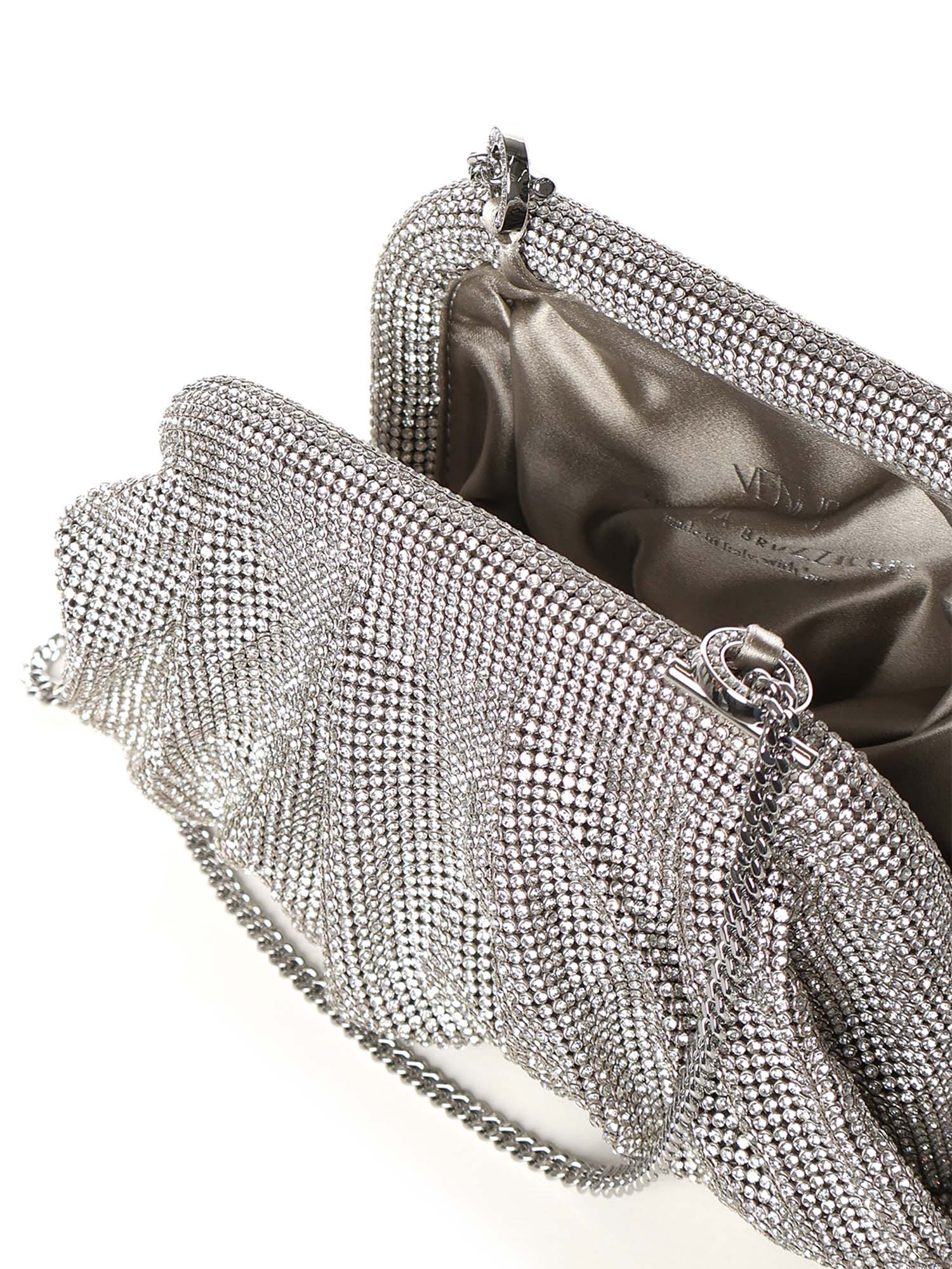 Benedetta Bruzziches Bags Crystal On Silver Metal Mesh