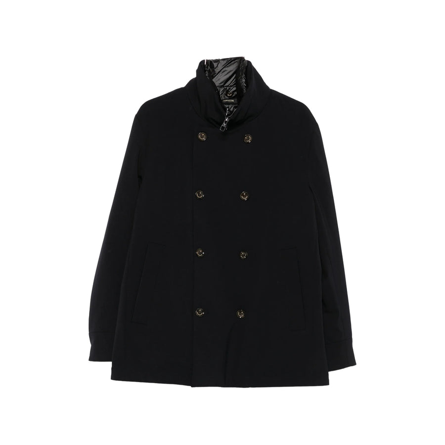 High Neck Double-Breasted Jacket Black Outer: Polyester Military